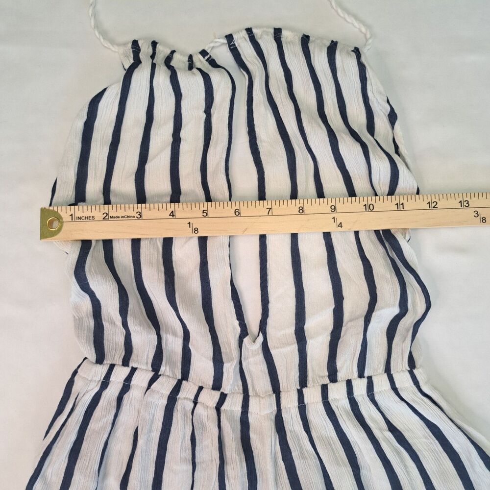 Abercrombie & Fitch White Navy Striped Romper S Halter Tassel y2k boho twee chic - Picture 7 of 9